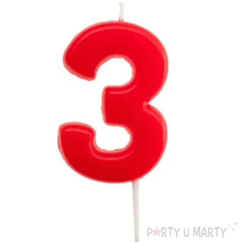 swieczka na tort cyfra 3 glober czerwona dekora 5 5 cm