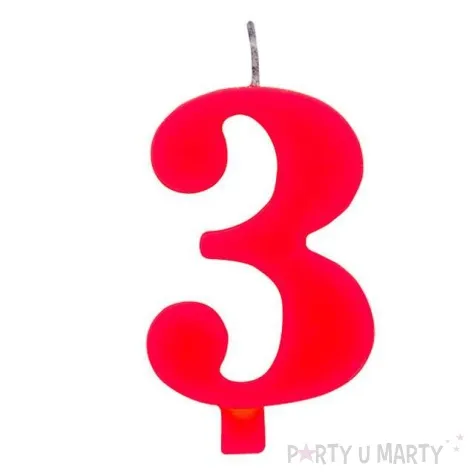 swieczka na tort cyfra 3 iskrzaca czerwona givi 9 5 cm