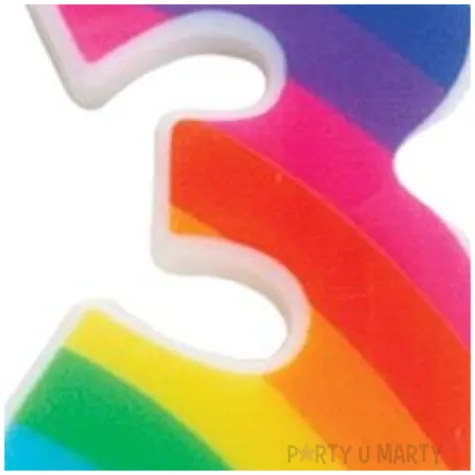 swieczka na tort cyfra 3 iskrzaca teczowa givi 9 5 cm