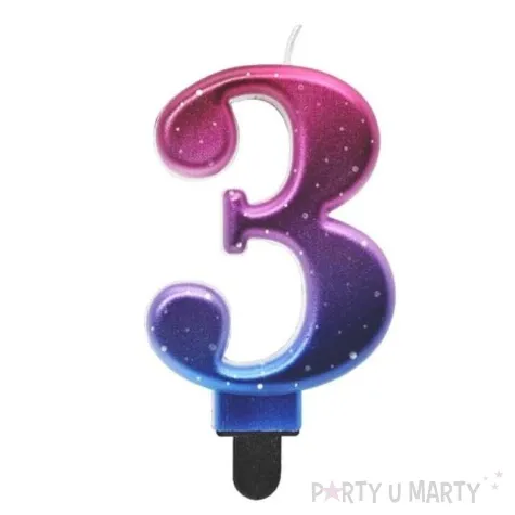 swieczka na tort cyfra 3 kosmos ombre godan 8 cm