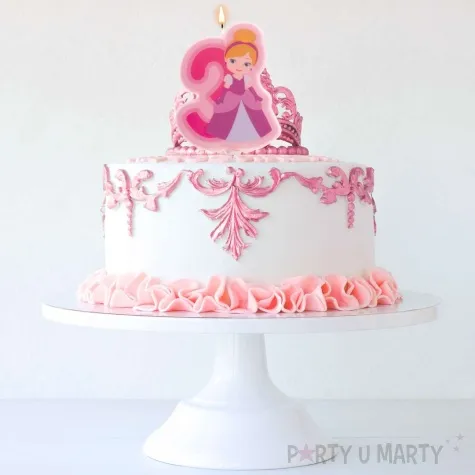 swieczka na tort cyfra 3 ksiezniczka rozowa dekora