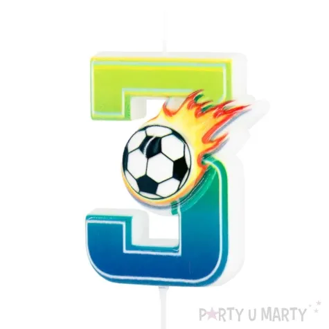 swieczka na tort cyfra 3 pilka nozna partypal 6 cm