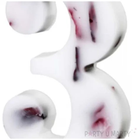swieczka na tort cyfra 3 platki kwiatow bialy partydeco 8 cm