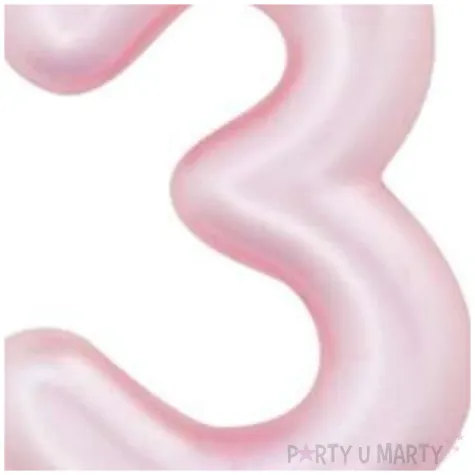 swieczka na tort cyfra 3 rozowy perlowy givi 9 cm