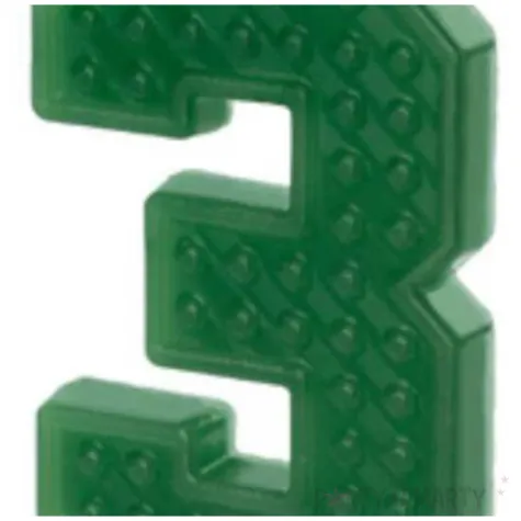 swieczka na tort cyfra 3 zielony partydeco 6 cm