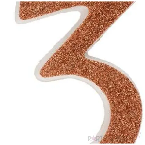 swieczka na tort cyfra 3 zlota brokatowa dekora