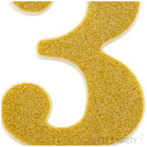 swieczka na tort cyfra 3 zlota brokatowa givi 15 5 cm