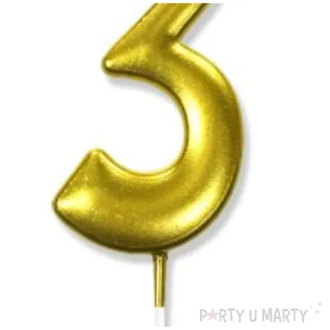 swieczka na tort cyfra 3 zlota dekoracjepolska 6 5 cm