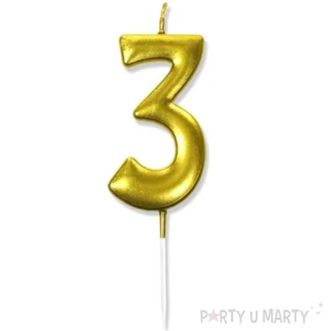 swieczka na tort cyfra 3 zlota dekoracjepolska 6 5 cm