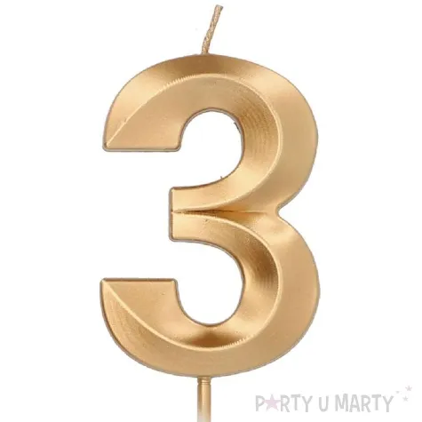 swieczka na tort cyfra 3 zlota folat 14 5 cm