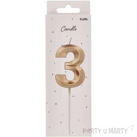 swieczka na tort cyfra 3 zlota folat 14 5 cm