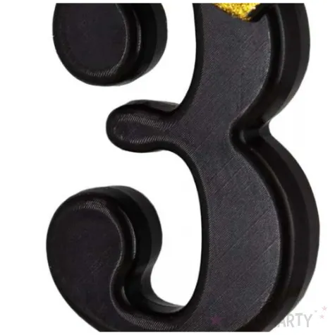 swieczka na tort cyfra 3 zlota korona czarny partypal 8 8 cm