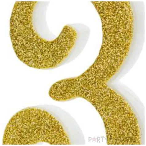 swieczka na tort cyfra 3 zlota partydeco 1 szt