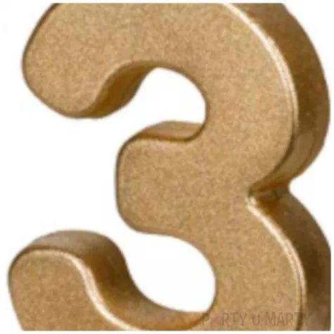 swieczka na tort cyfra 3 zloty partydeco 8 7 cm