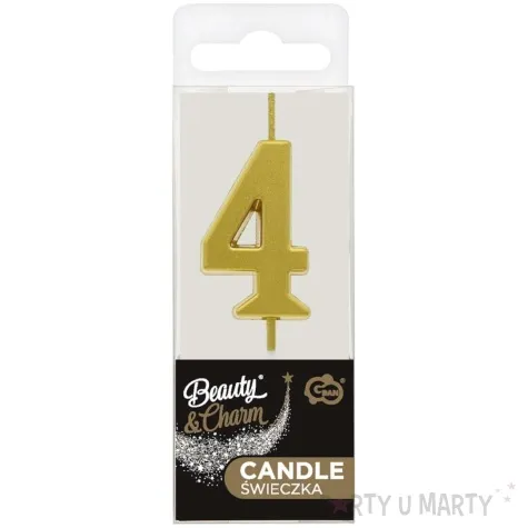 swieczka na tort cyfra 4 beauty charm piker zloty godan 9 5 cm