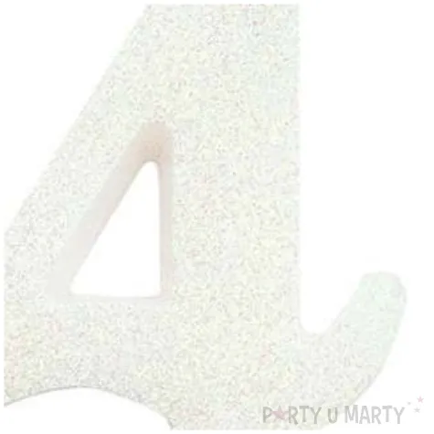 swieczka na tort cyfra 4 biala brokatowa givi 9 5 cm