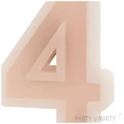 swieczka na tort cyfra 4 brudny roz partydeco 10 cm