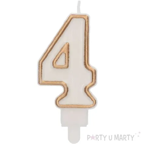 swieczka na tort cyfra 4 chique gold folat 9 cm
