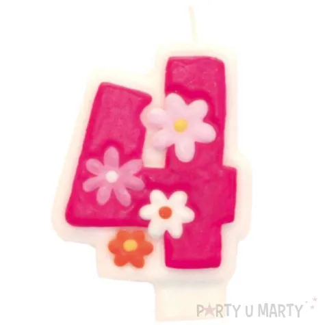 swieczka na tort cyfra 4 daisy rozowa amscan