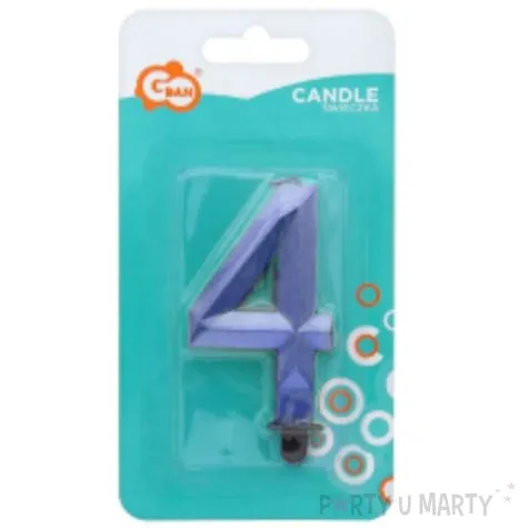 swieczka na tort cyfra 4 diament niebieska godan 7 6 cm