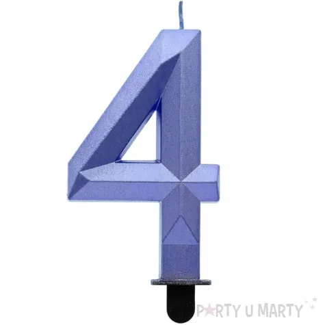 swieczka na tort cyfra 4 diament niebieska godan 7 6 cm