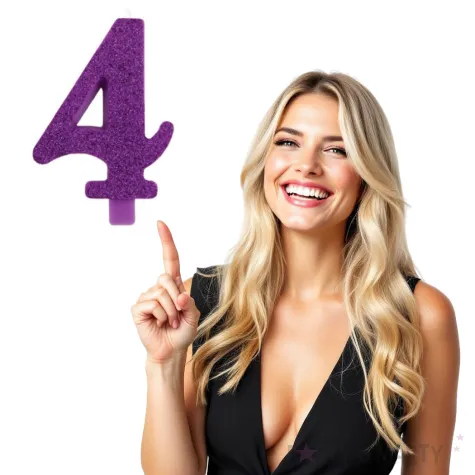 swieczka na tort cyfra 4 fioletowa brokatowa givi 9 5 cm