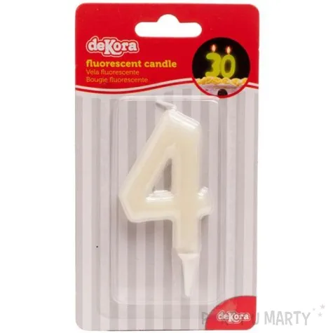 swieczka na tort cyfra 4 fluo dekora 6 cm
