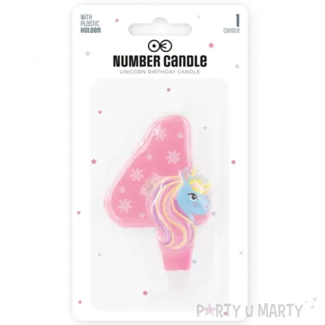 swieczka na tort cyfra 4 jednorozec teczowy partypal 8 2 cm