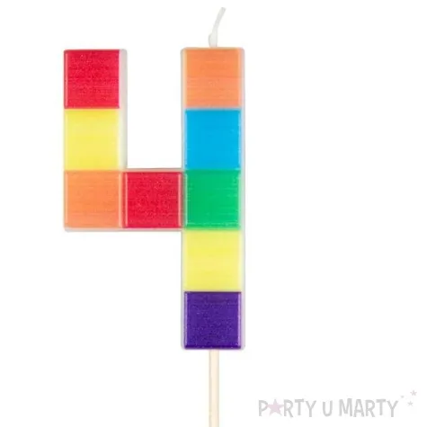 swieczka na tort cyfra 4 klocki mix arpex 7 cm