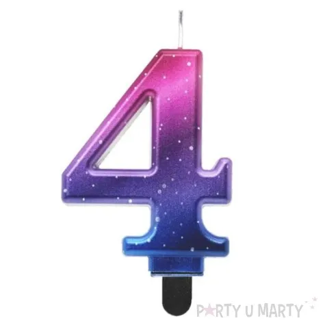 swieczka na tort cyfra 4 kosmos ombre godan 8 cm