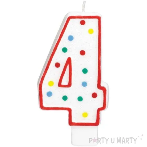 swieczka na tort cyfra 4 kropki amscan 9 5 cm