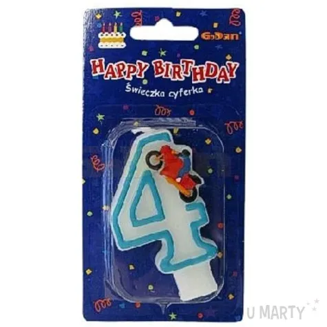 swieczka na tort cyfra 4 motor blekitny godan 7 5 cm