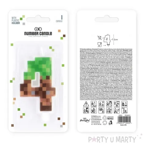 swieczka na tort cyfra 4 piksele partypal 15 cm