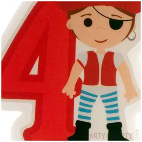 swieczka na tort cyfra 4 pirat czerwona dekora