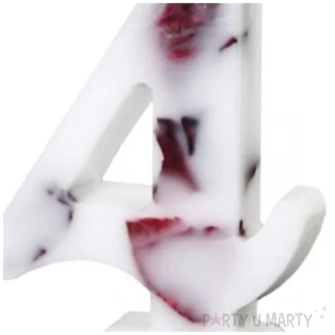 swieczka na tort cyfra 4 platki kwiatow bialy partydeco 8 cm