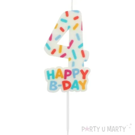 swieczka na tort cyfra 4 sprinkles folat 11 cm
