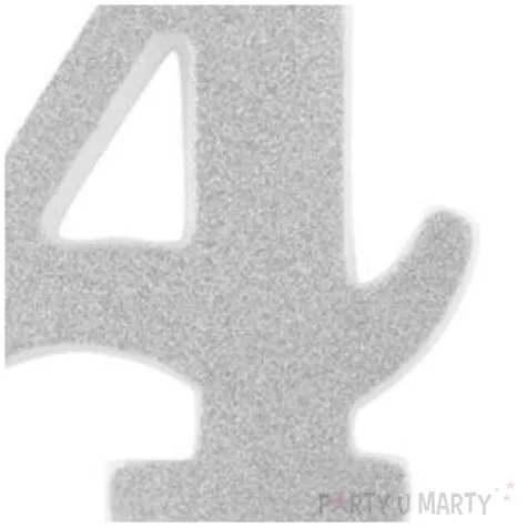 swieczka na tort cyfra 4 srebrna brokatowa givi 15 5 cm