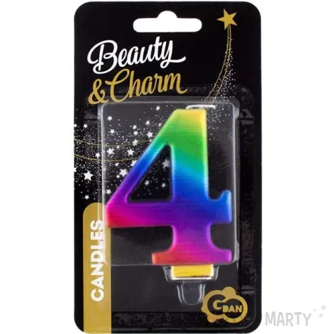 swieczka na tort cyfra 4 teczowa godan 9 5 cm