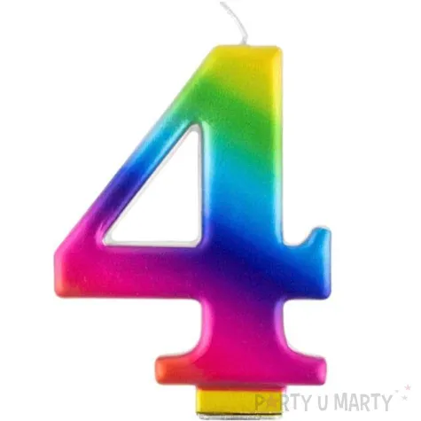 swieczka na tort cyfra 4 teczowa godan 9 5 cm