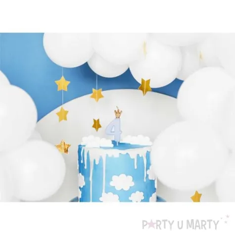 swieczka na tort cyfra 4 w koronie blekitna partydeco 9 5 cm