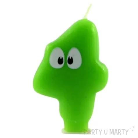 swieczka na tort cyfra 4 z oczami zielona tamipol 7 5 cm