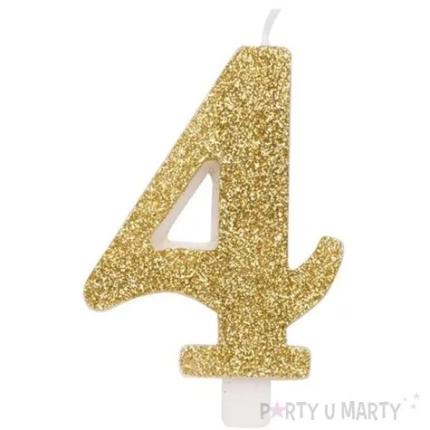 swieczka na tort cyfra 4 zlota brokatowa givi 9 5 cm