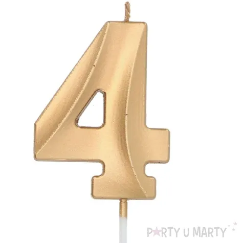 swieczka na tort cyfra 4 zlota folat 14 5 cm
