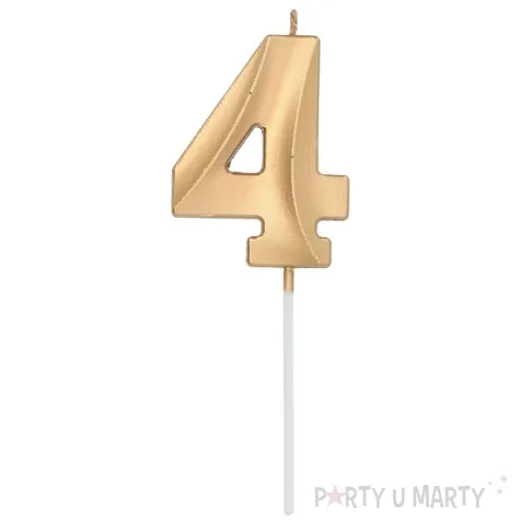 swieczka na tort cyfra 4 zlota folat 14 5 cm