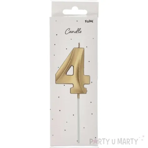 swieczka na tort cyfra 4 zlota folat 14 5 cm