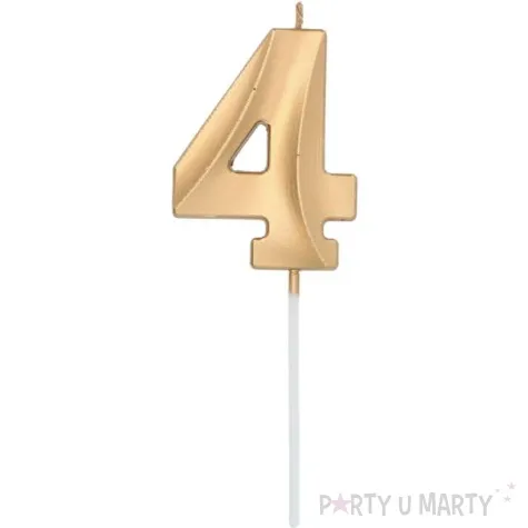 swieczka na tort cyfra 4 zlota folat 7 cm