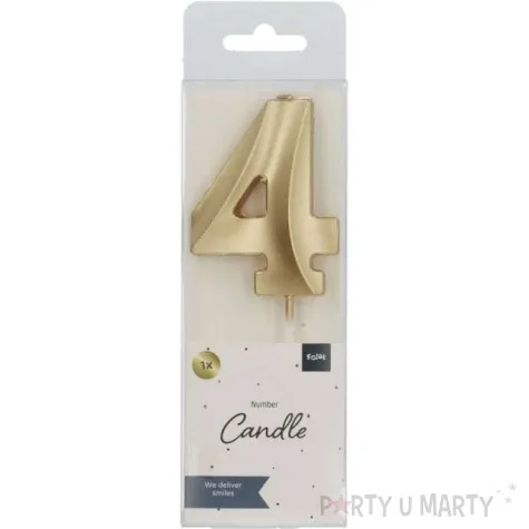 swieczka na tort cyfra 4 zlota folat 7 cm