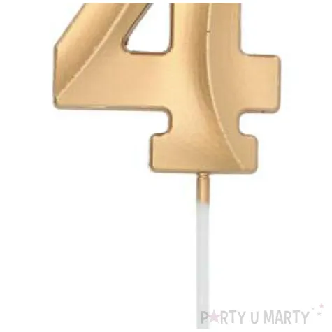 swieczka na tort cyfra 4 zlota folat 7 cm