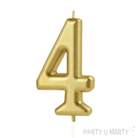 swieczka na tort cyfra 4 zloty partypal 10 cm