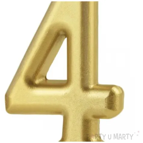 swieczka na tort cyfra 4 zloty partypal 10 cm